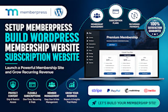 setup memberpress, build wordpress membership website, subscription website