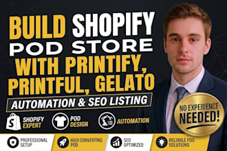 build shopify pod store with printify, printful, gelato, seo listing automation