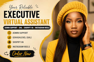 be your executive virtual assistant admin support ghl shopify VA instagram reels