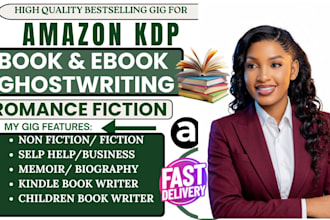 ghostwrite fiction romance self help, memoir ebook, litrpg ebook writer