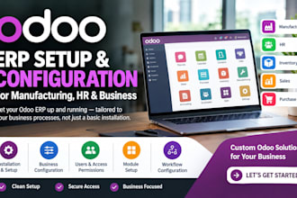 setup odoo configuration, installation, manufacturing and HR for business