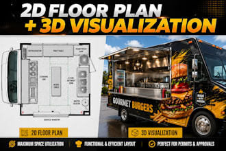 design food booth, container restaurant, food kiosk 3d layout, cafe floor plan
