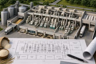 design rice processing facility floor plans and industrial cad layouts