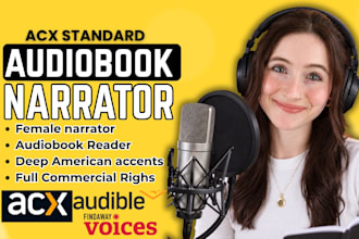 narrate a deep female american audiobook voice over narration to acx and audible
