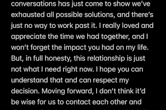 write a personalized breakup text or relationship message