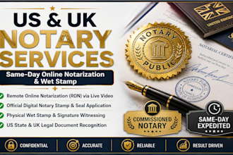 do US, UK same day notarization, notary stamp, wet stamp, online notary services