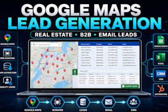 automate, scrape google map lead generation, real estate leads,email lead list