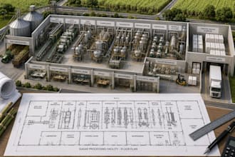 design sugar processing facility floor plans and industrial cad layout