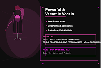be your female metal singer, rock vocalist, scream and metal vocals
