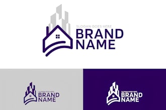 do modern luxury real estate logo and property brand identity