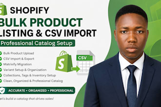 do shopify bulk product listing, CSV import, matrixify migration and catalog set