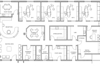 design a professional dental clinic floor plan and architectural layout