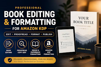do book editing, formatting, proofreading and KDP formatting