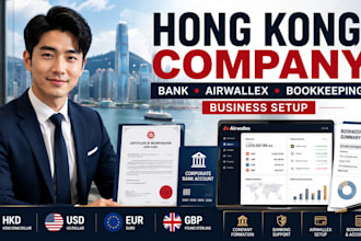 assist with hong kong company setup, bank account, airwallex and bookkeeping