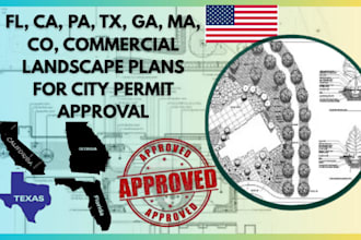 fl, ca, pa, tx, ga, ma, co, commercial landscape plans for city permit approval
