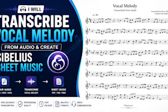 transcribe vocal melody from audio and create sibelius sheet music