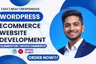 build wordpress website, ecommerce website with woocommerce, elementor builder