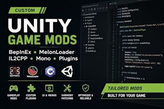 create unity game mods using bepinex or melonloader, unity il2cpp, mono, plugins