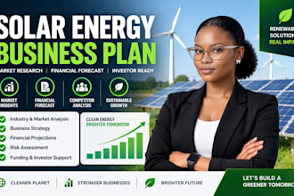 write a solar energy renewable energy green business plan with market research