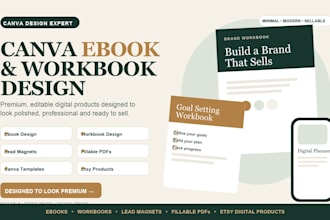 design canva PDF workbook, canva ebook, canva templates, etsy digital products