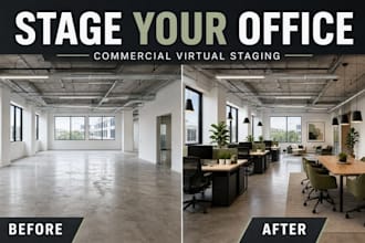 virtually stage empty offices and commercial spaces for lease listings