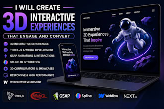 create 3d interactive website with threejs, webgl, gsap, webflow and spline