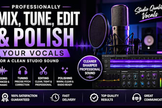 professionally mix, tune, edit and polish your vocals for a clean studio sound