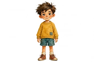 create childrens book character turnaround, pose and expression sheets