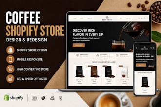 design a coffee shopify store, coffee website and private label coffee brand