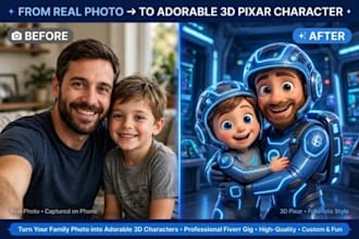 pixar 3d family portrait from your photo