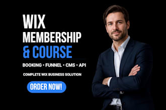 create wix membership site, online course, wix booking, sales funnel and API
