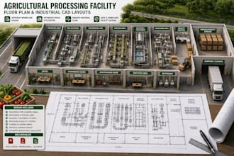 design agricultural processing facility floor plans and industrial cad layouts