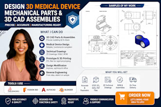 design 3d medical device mechanical parts and 3d cad assemblies in solidworks