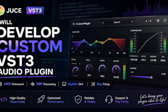 develop custom vst3 audio plugin with juce, dsp, gui and bug fixing