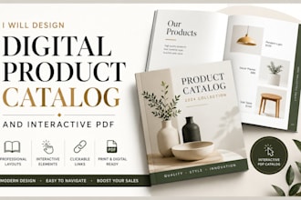 design a digital product catalog and interactive PDF catalog