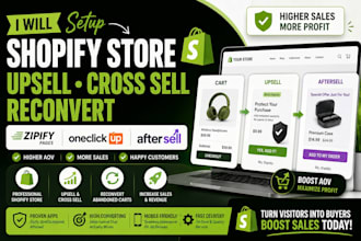 setup shopify store upsell cross sell reconvert zipify oneclickup aftersell app