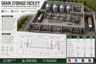 design grain storage facility floor plans and industrial cad layouts