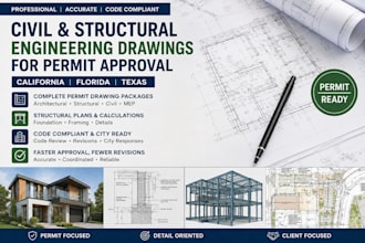create civil structural engineering drawings for florida texas california permit