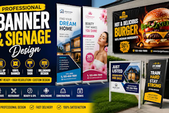 design roll up banner, vinyl banner, yard sign and billboard design