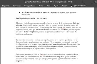 haré lectura beta con análisis psicológico de personajes