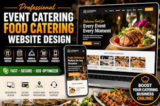 design event catering website, food catering website, online catering website