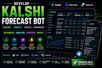 develop kalshi forecast bot, kalshi bot, kalshi api, pump fun, polymarket bot
