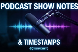 write podcast show notes, summaries, and accurate timestamps