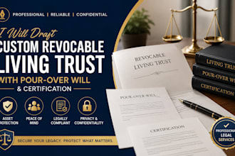draft custom revocable living trust with pour over will and trust certification
