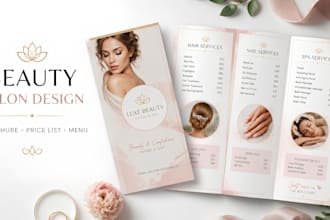 design a beauty salon brochure, price list and salon menu