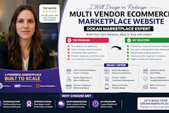 design or redesign multi vendor ecommerce marketplace website, dokan marketplace