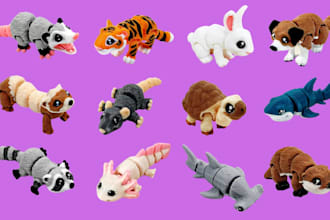 design 3d articulated model flexi toy flexi animal action figure for 3d printing