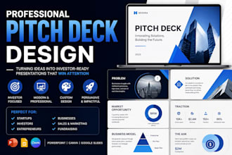 design an investor pitch deck, startup pitch deck powerpoint presentation design
