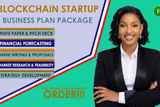 draft a blockchain startup business plan with pitch deck and financial forecast