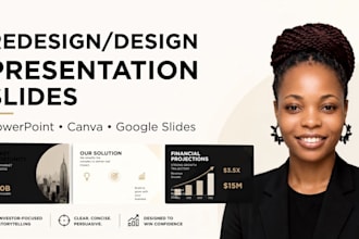 redesign your powerpoint presentation, canva presentation and pitch deck slides